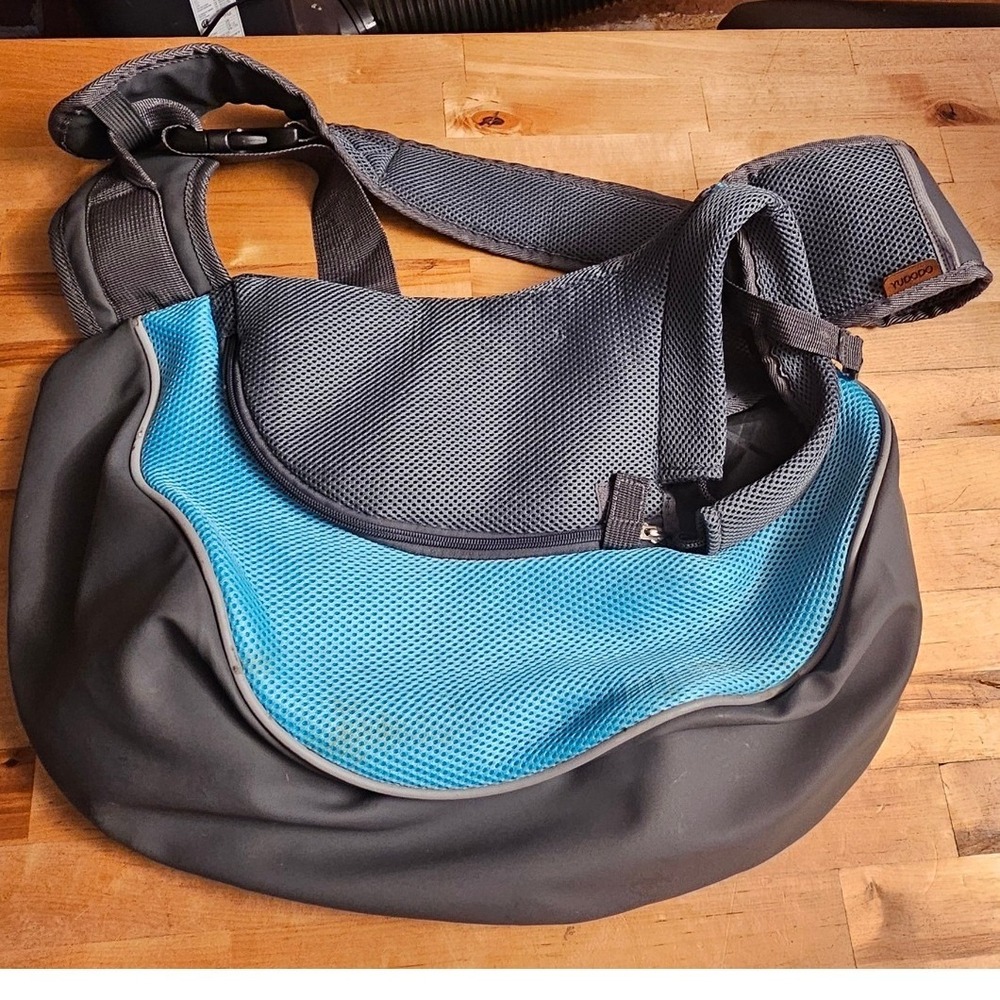 YUDODO Pet Dog Sling Carrier Blue Grey Small Hands Free Mesh Travel Bag